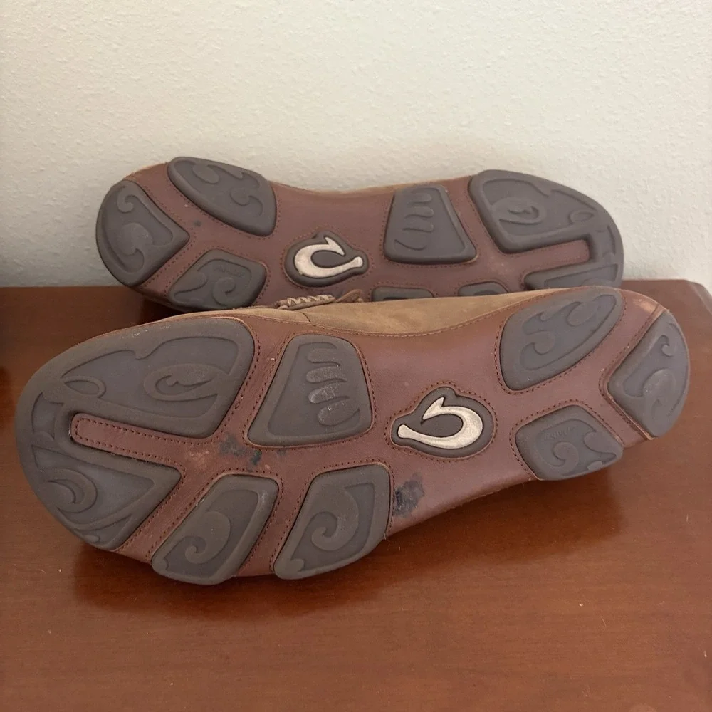 Olukai Moloa Slip On Men 9.5 Brown Leather Casual Loafer 10128-2733 Outdoor